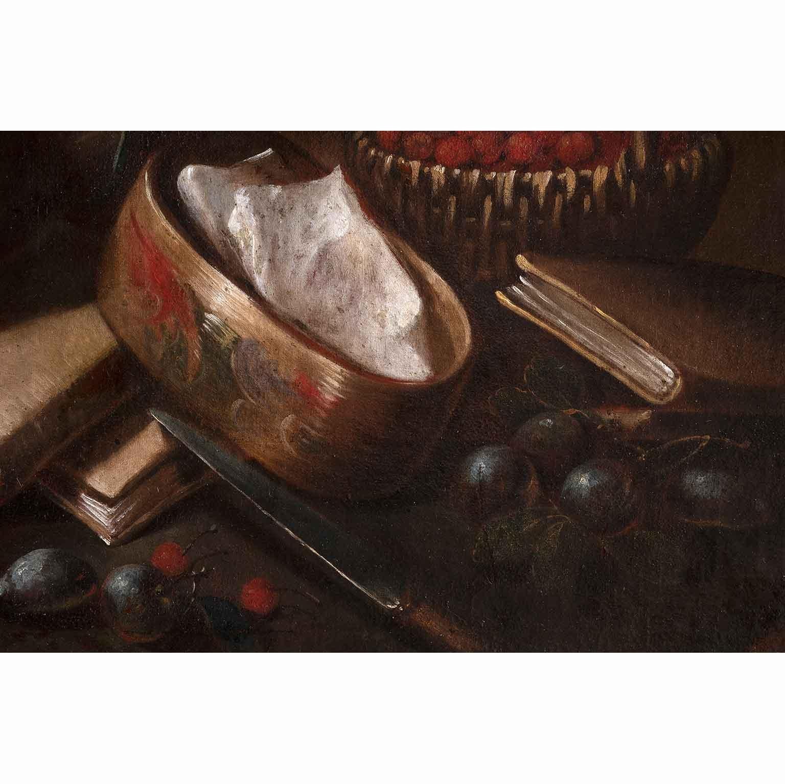 Pair of Nature Morte Trompe L'oeil Italian Baroque Early 18th Century For Sale 10