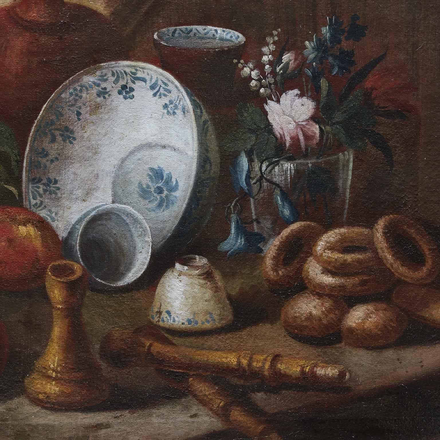 Pair of Nature Morte Trompe L'oeil Italian Baroque Early 18th Century For Sale 2
