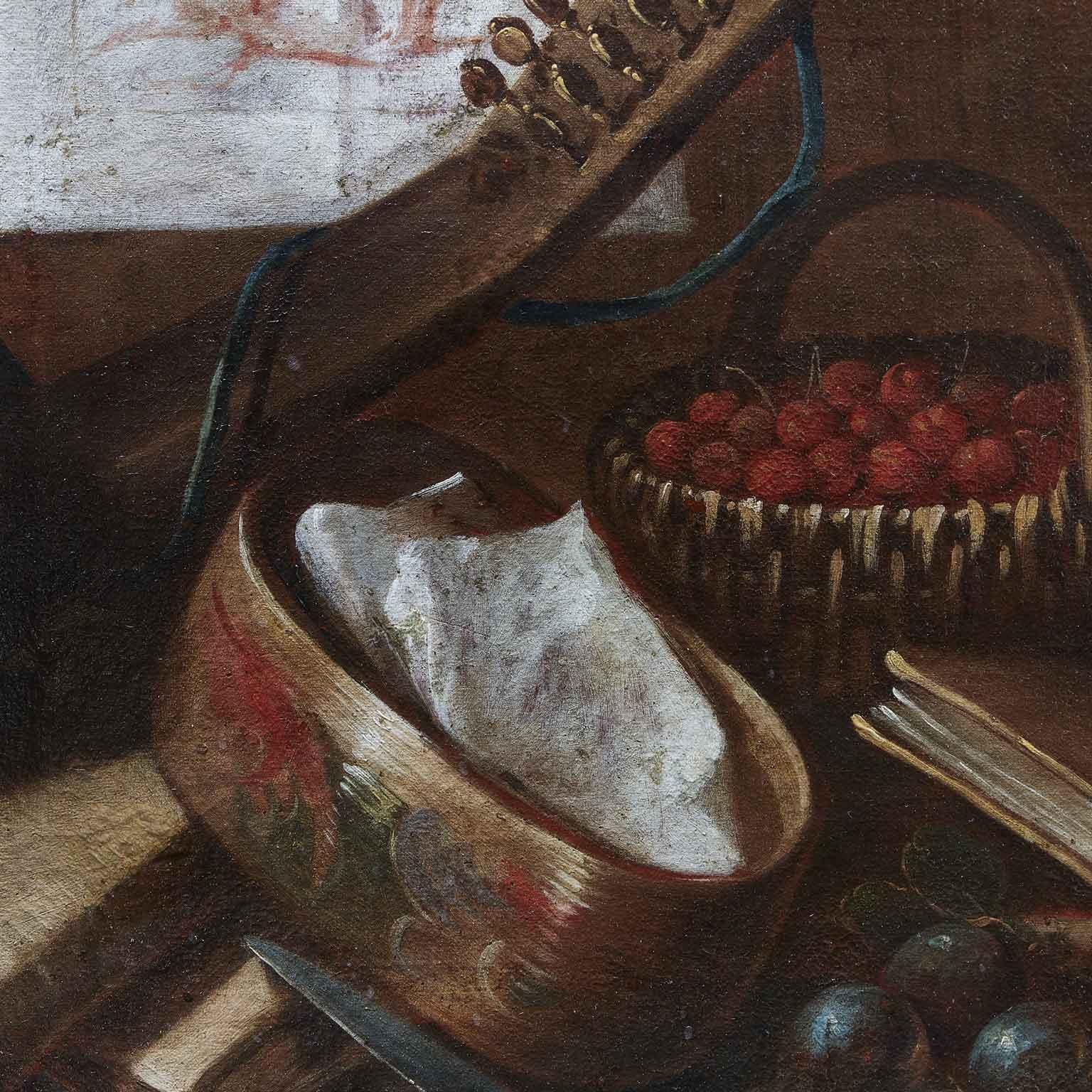 Pair of Nature Morte Trompe L'oeil Italian Baroque Early 18th Century For Sale 5