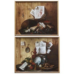 Pair of Nature Morte Trompe L'oeil Italian Baroque Early 18th Century
