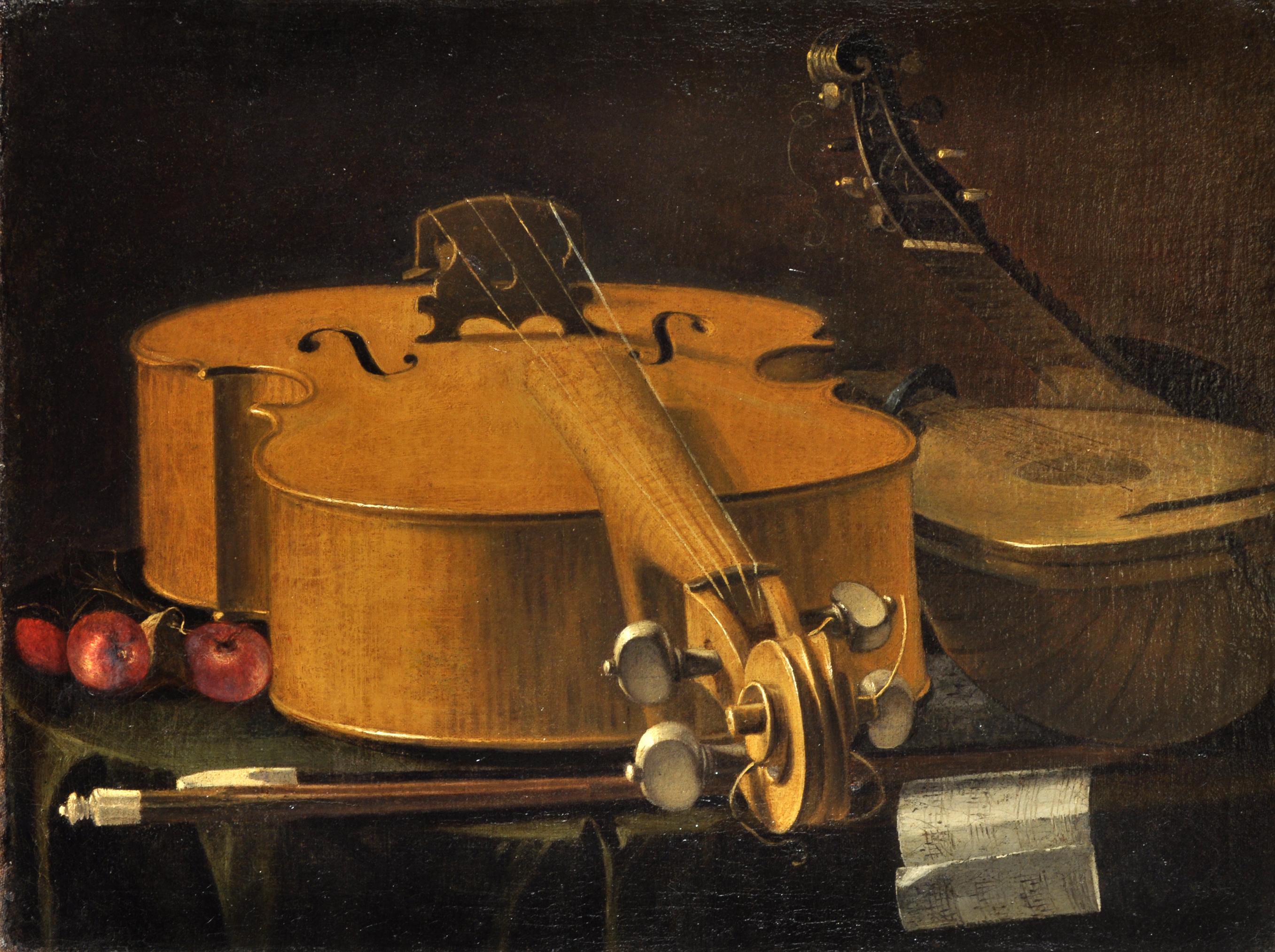 Cristoforo Munari Still-Life Painting – Vier Stillleben mit Musikinstrumenten