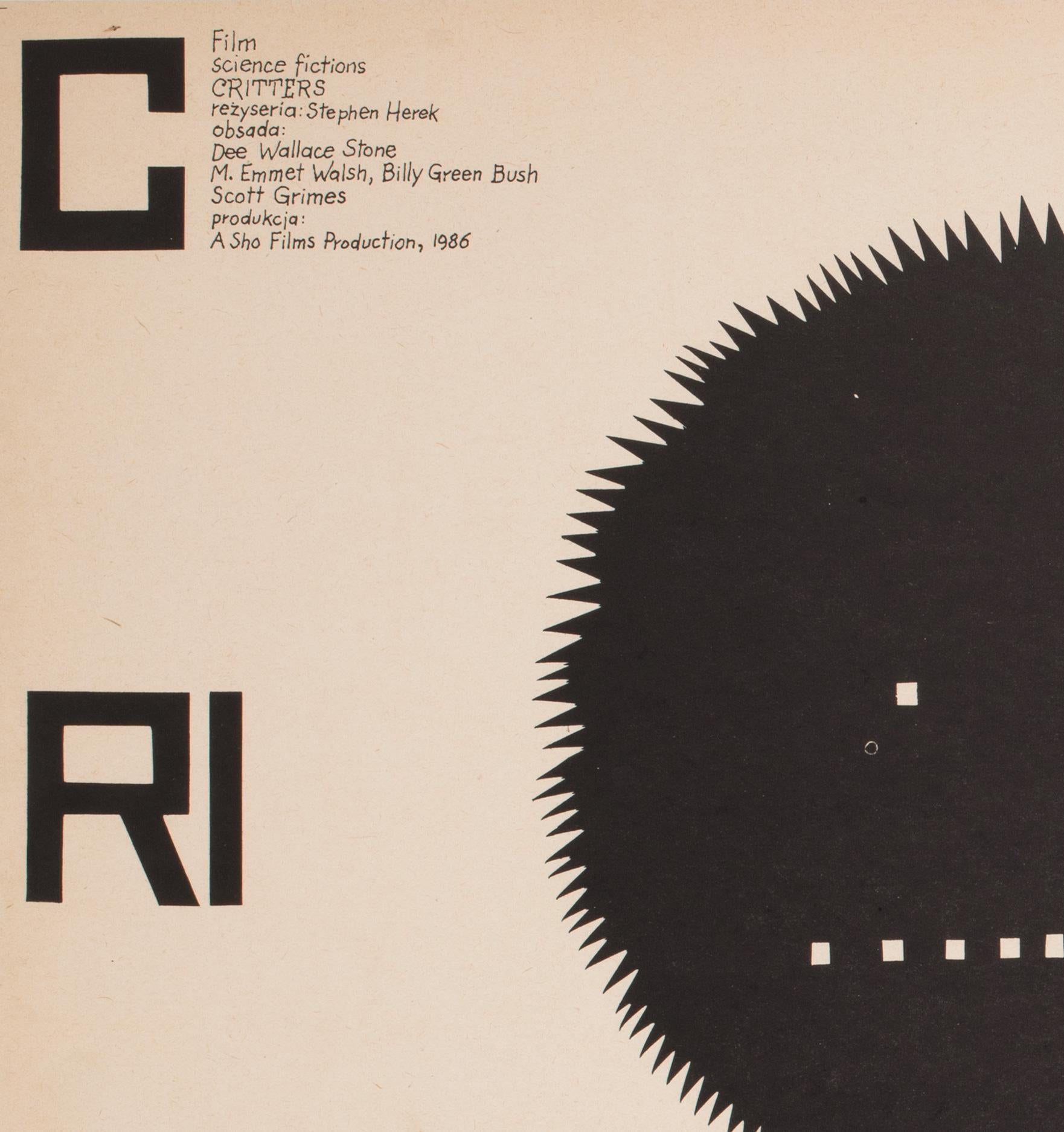 CRITTERS 1987, Polish B1 Film Movie Poster, MIECZYSLAW WASILEWSKI In Excellent Condition In Bath, Somerset