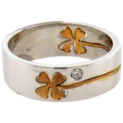 Crivelli 18 Karat Gold Diamond Four-Leaf Clover Ring