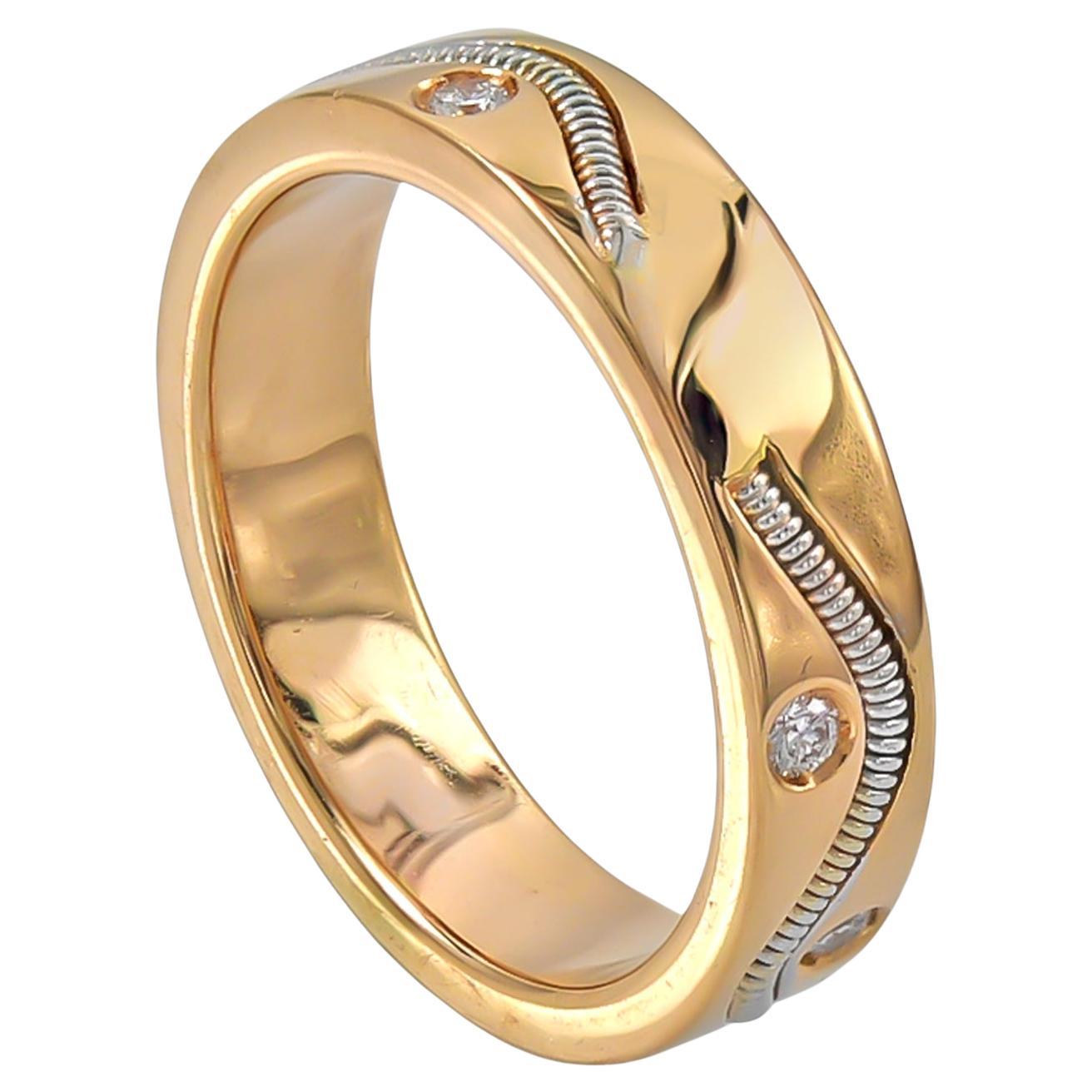 Crivelli 18 Karat Gold Diamond Spiral Band Ring