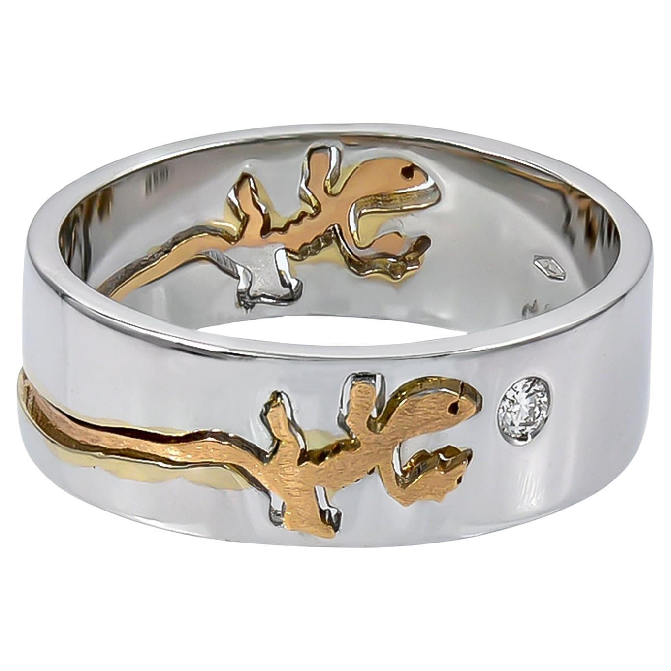 Crivelli 18 Karat Gold Diamond 'Salamander' Ring For Sale