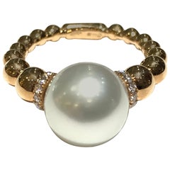 Crivelli 18 Karat Rose Gold South Sea Pearl and Diamond Ring