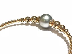 Crivelli 18 Karat Rose Gold Tahitian Pearl and Diamond Bangle