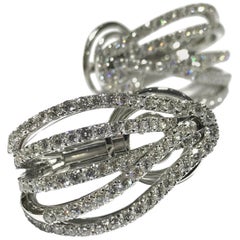 Crivelli 18 Karat White Gold 5-Row Diamond Earrings