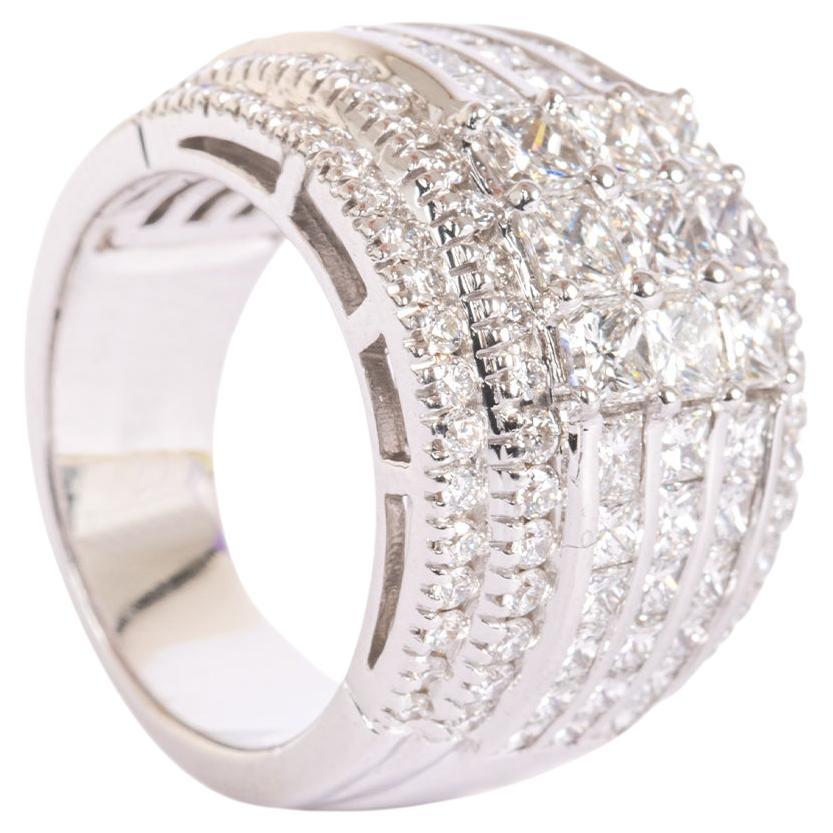 Crivelli 18 Karat White Gold Band Ring Princesse Diamonds For Sale