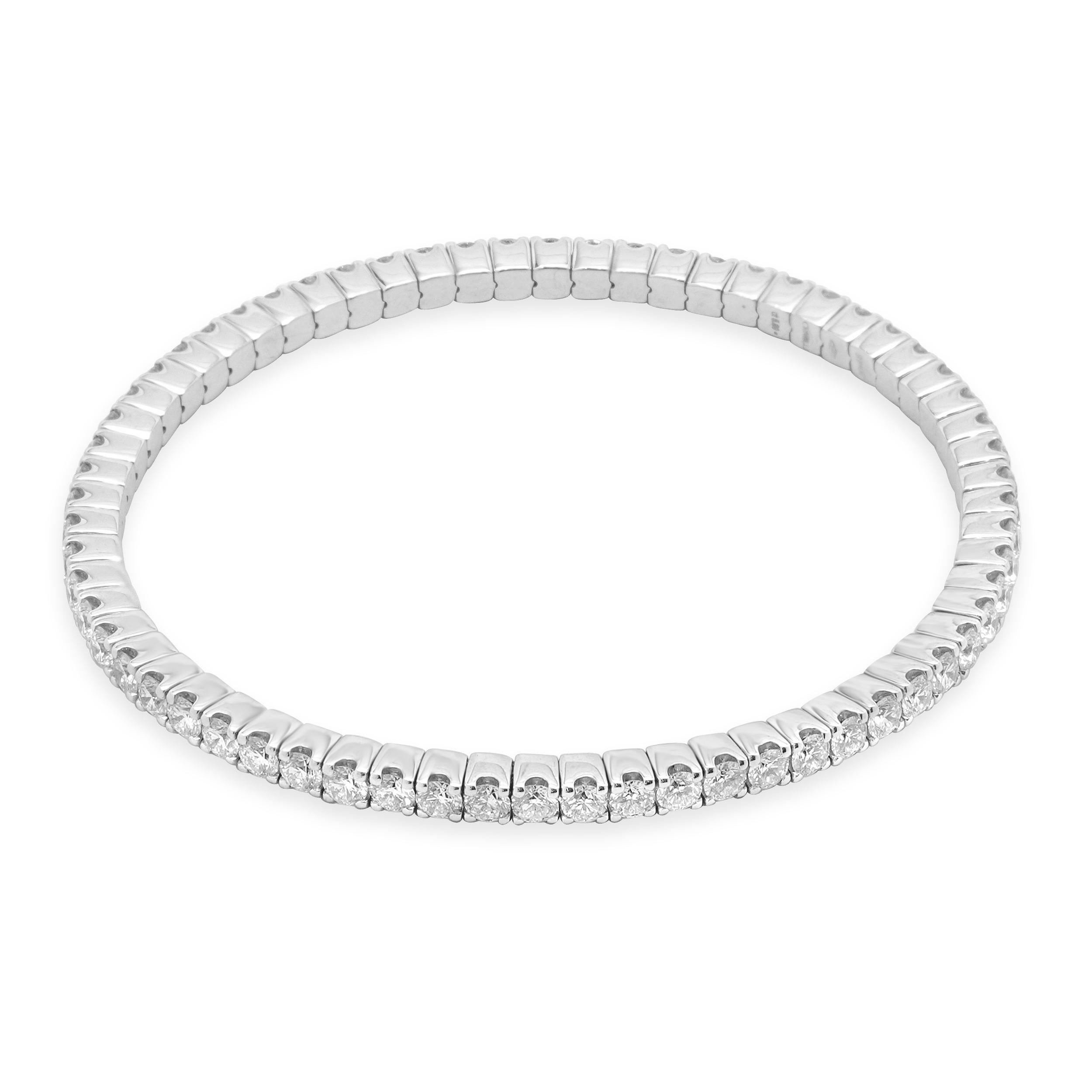 Round Cut Crivelli 18 Karat White Gold Diamond Stretch Bracelet For Sale