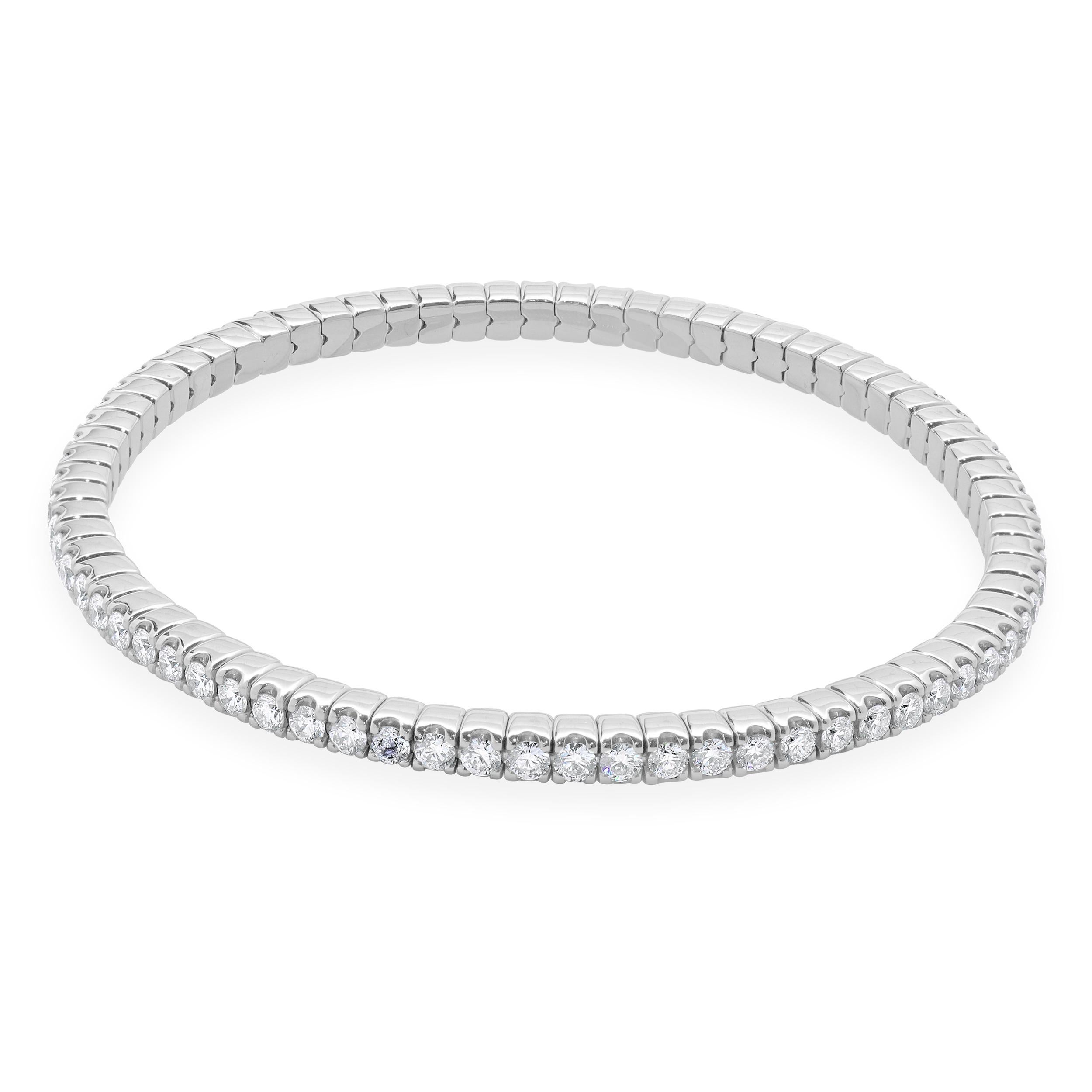 Round Cut Crivelli 18 Karat White Gold Diamond Stretch Bracelet For Sale