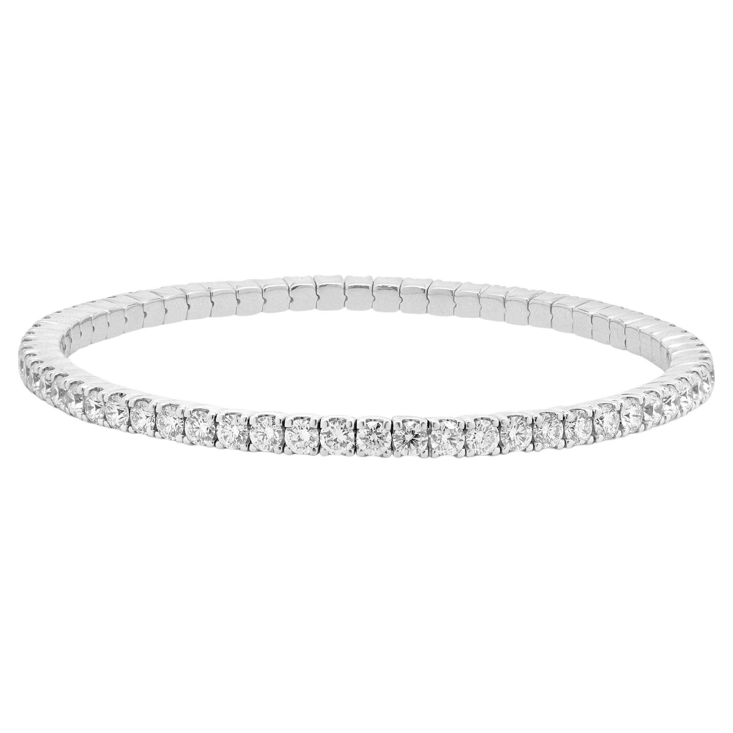 Crivelli 18 Karat White Gold Diamond Stretch Bracelet