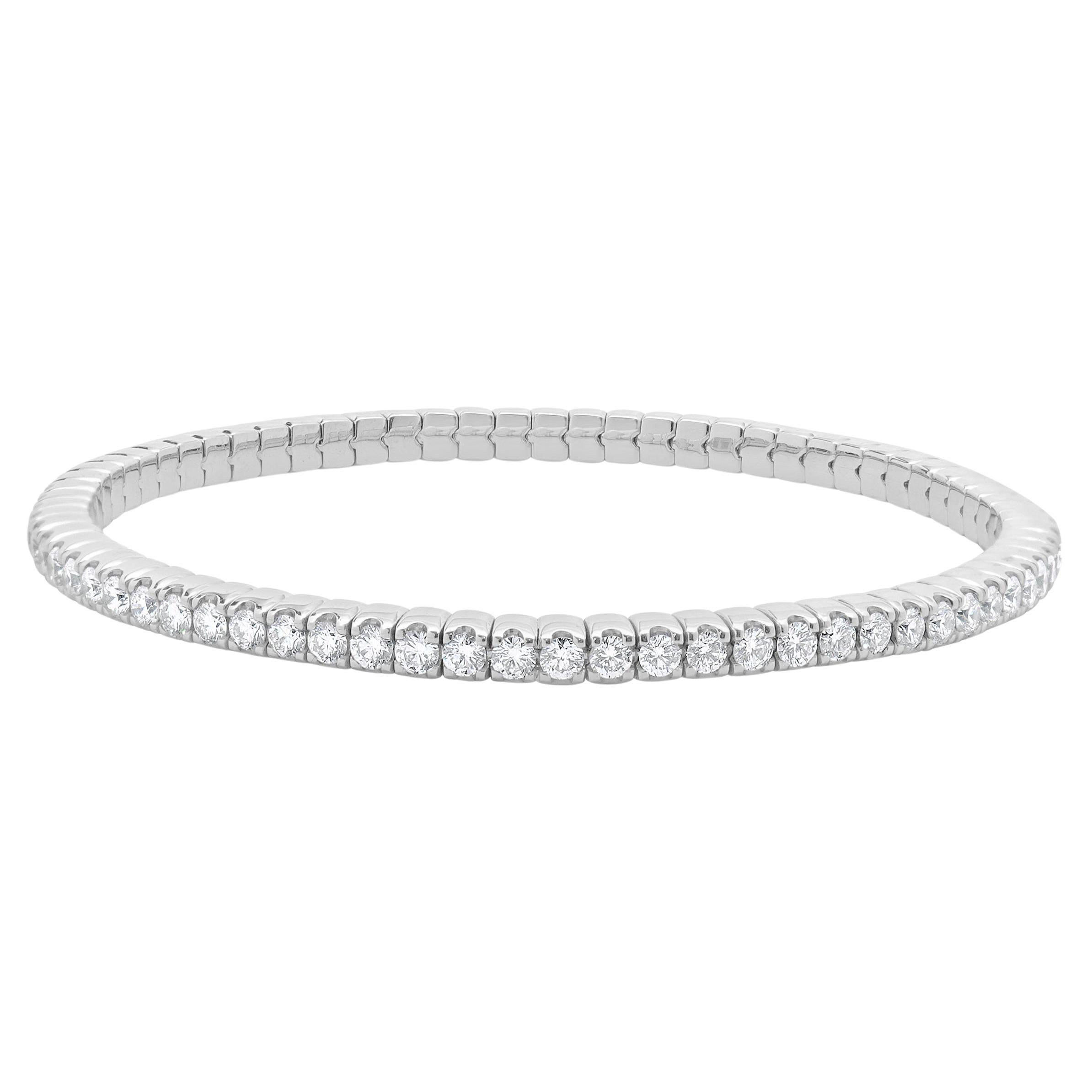 Crivelli 18 Karat White Gold Diamond Stretch Bracelet For Sale