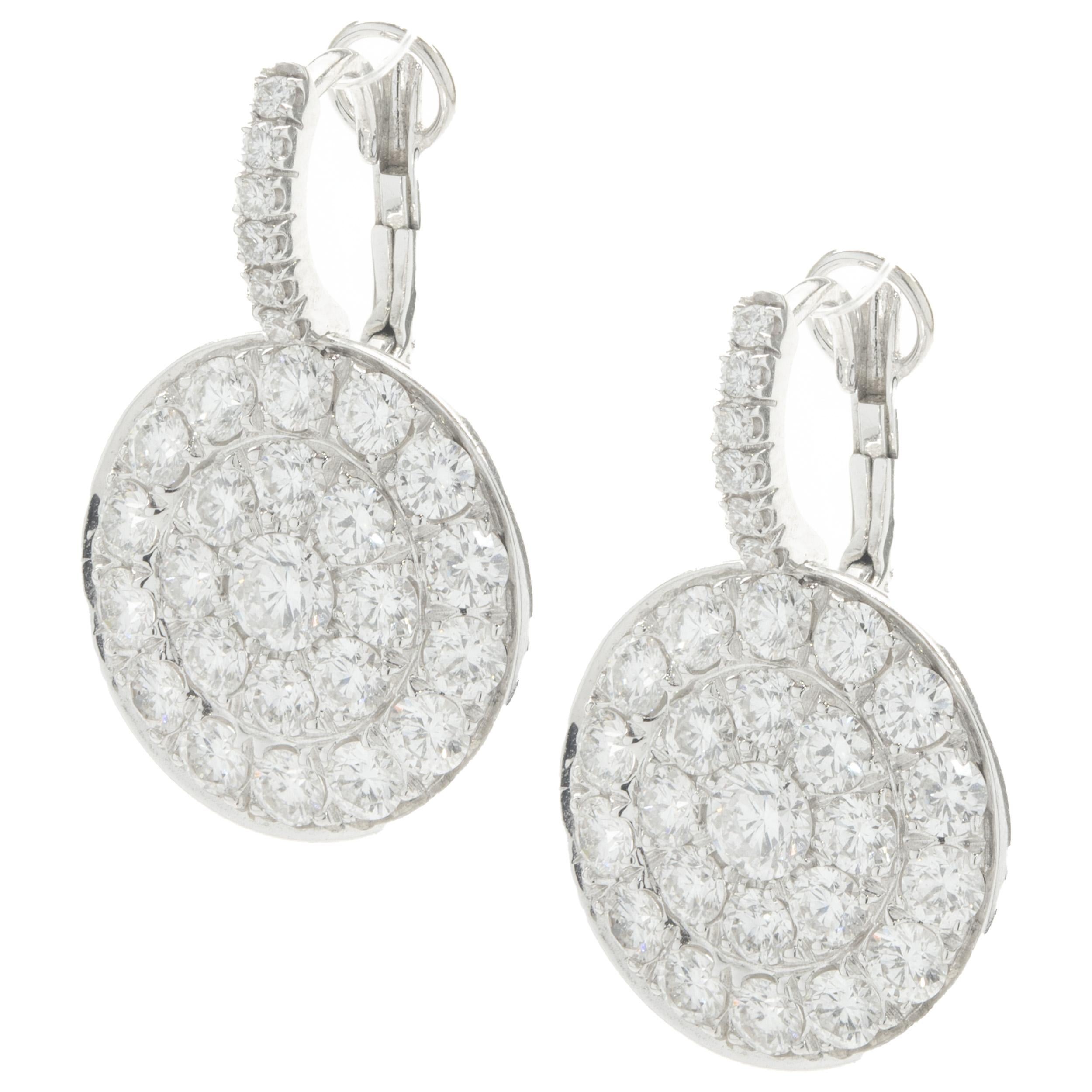 Crivelli 18 Karat White Gold Pave Diamond Disc Earrings In Excellent Condition In Scottsdale, AZ