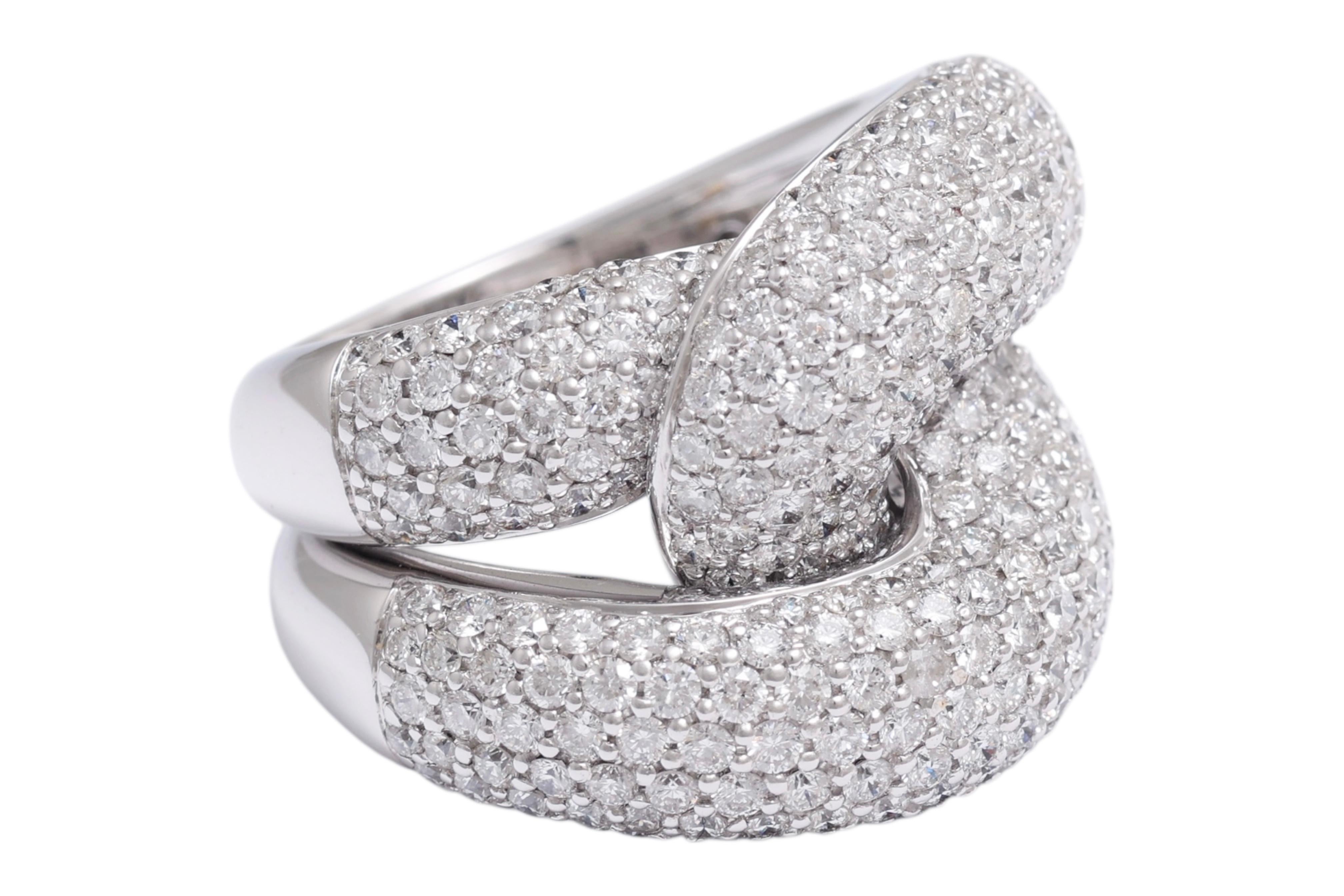 Crivelli Anillo de Diamantes con Nudo Moderno en Pavé Completo de Oro Blanco de 18 Kt en Nuevo estado para la venta en Antwerp, BE