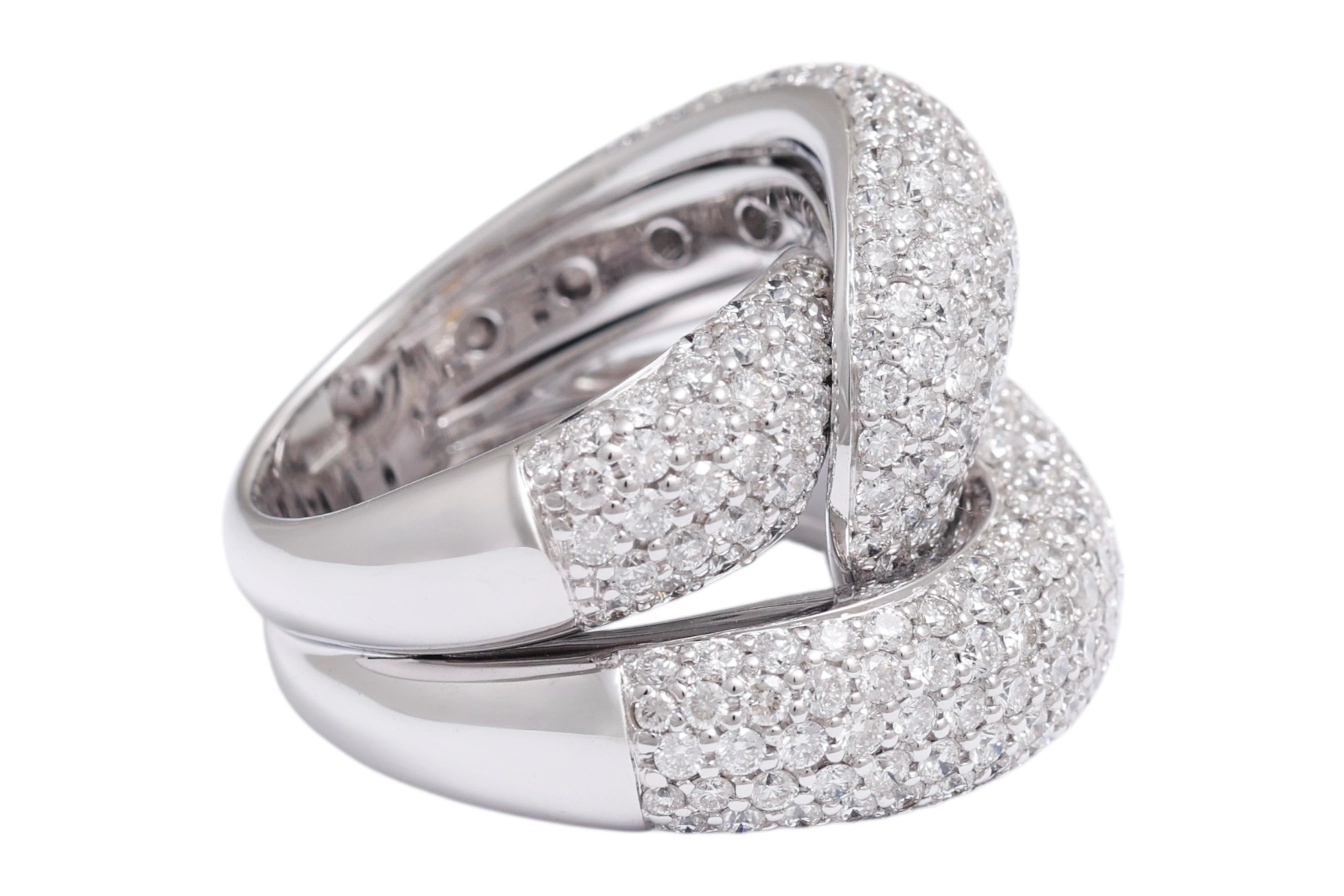 Femenino o masculino Crivelli Anillo de Diamantes con Nudo Moderno en Pavé Completo de Oro Blanco de 18 Kt en venta