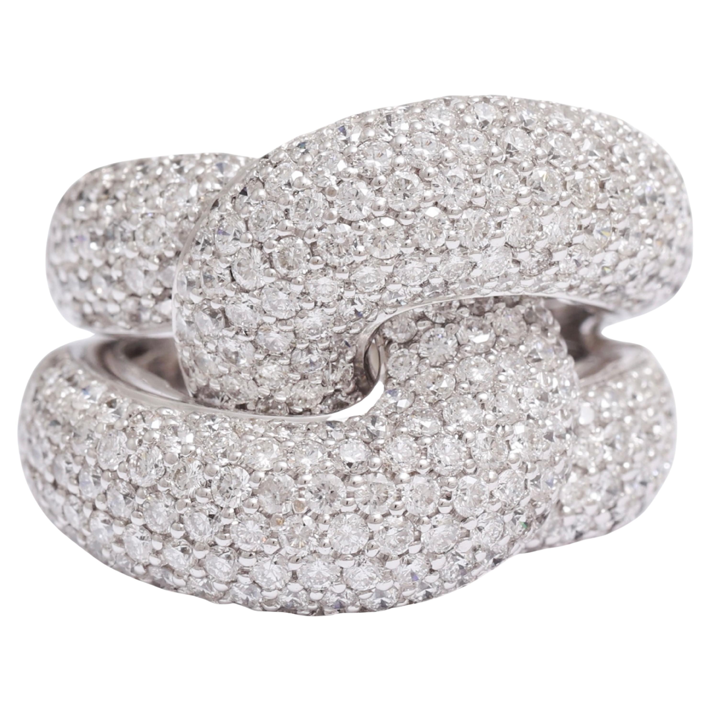 Crivelli Anillo de Diamantes con Nudo Moderno en Pavé Completo de Oro Blanco de 18 Kt en venta