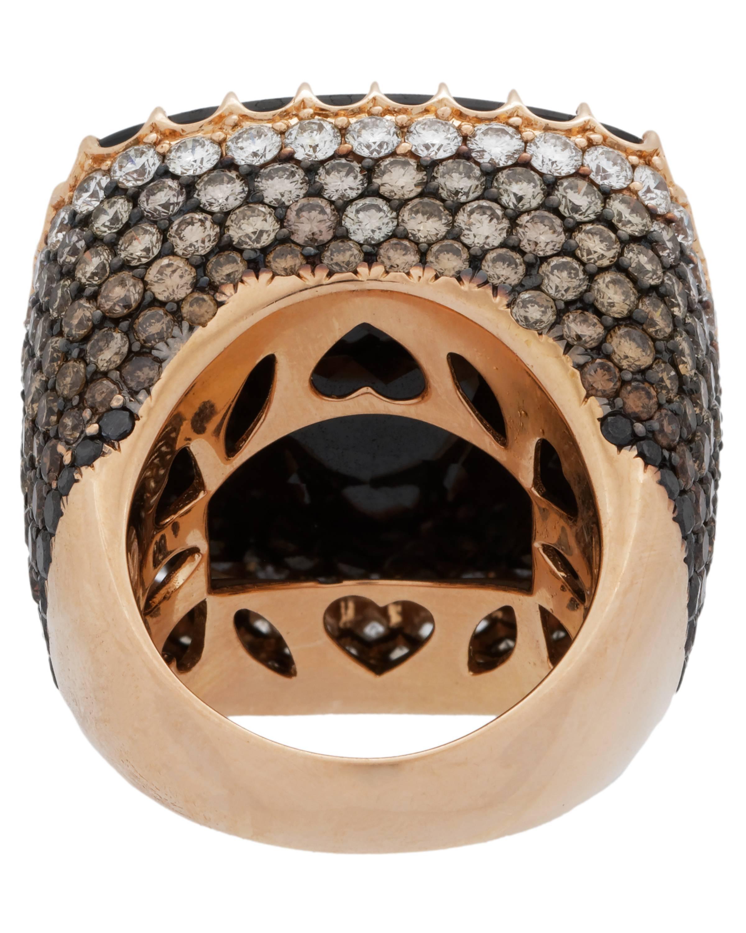 Women's Crivelli 18K Gold Diamond and Onyx Cocktail Custer Ring For Sale