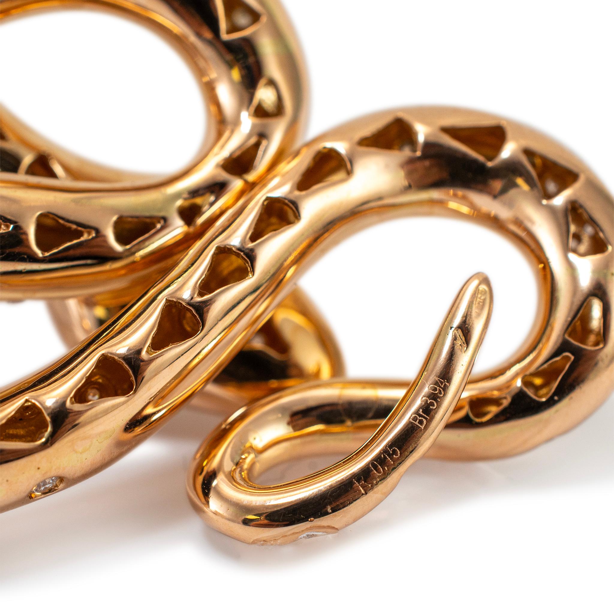 Collana con ciondolo a forma di serpente con diamanti incastonati in oro rosa 18 carati di Crivelli in vendita 4