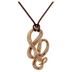 Crivelli 18K Rose Gold Flush Set Diamond Snake Pendant Necklace