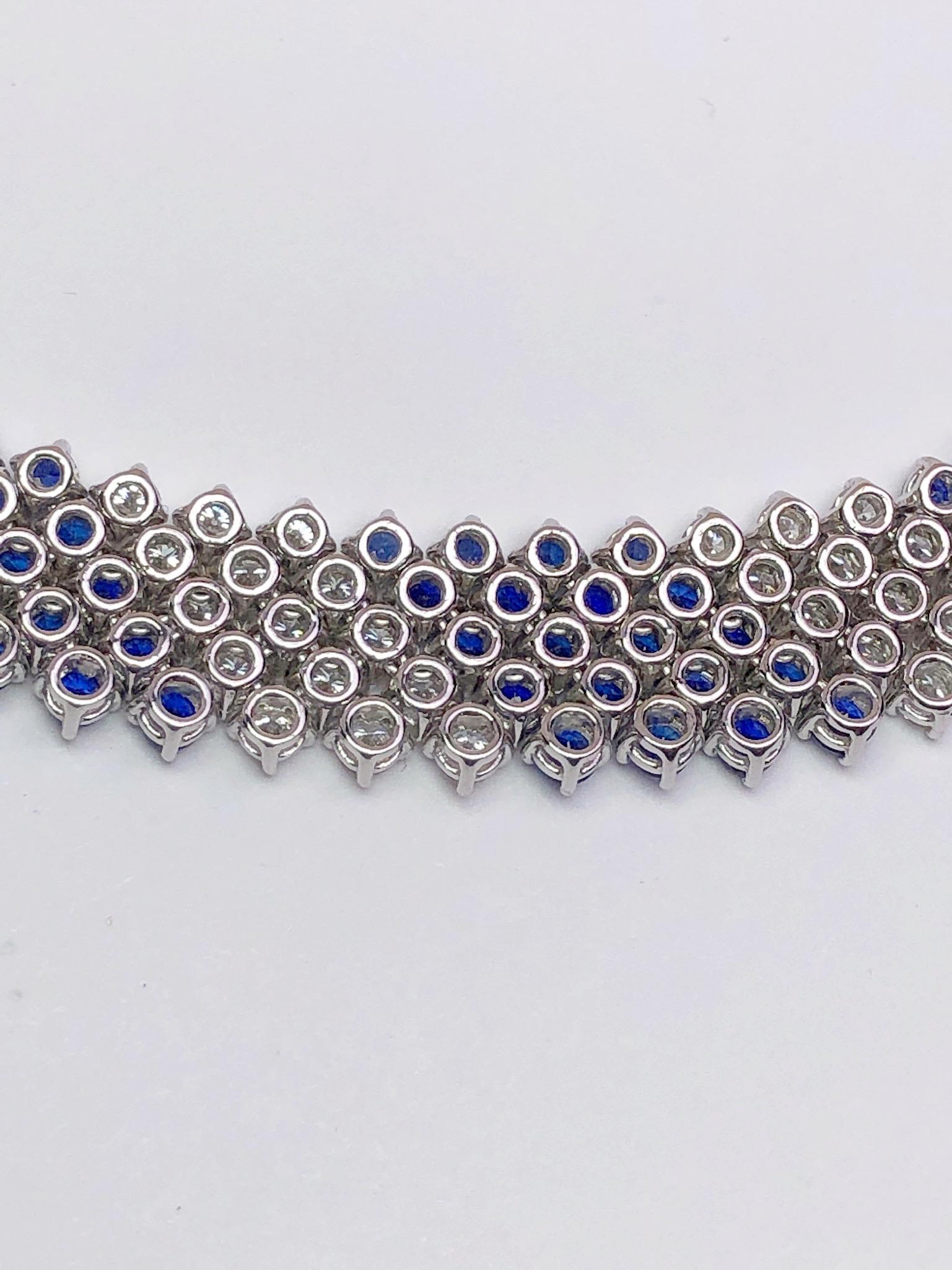 Crivelli 18KT Weißgold, 27.21 Karat. Halskette mit blauem Saphir und 13,61 Karat Diamanten (Zeitgenössisch) im Angebot