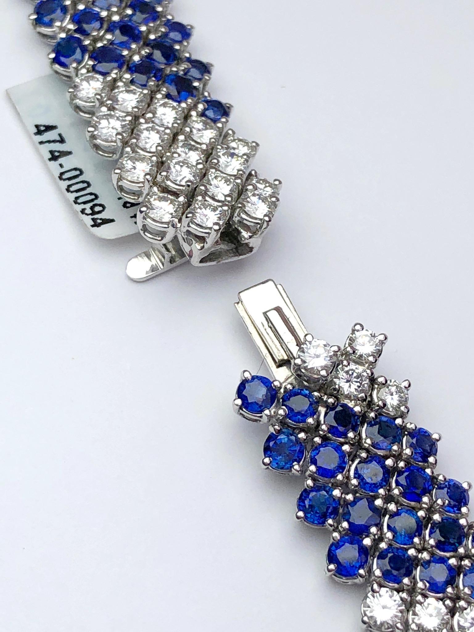 Crivelli 18KT White Gold, 27.21Ct. Blue Sapphire & 13.61 Carat Diamond Necklace In New Condition For Sale In New York, NY