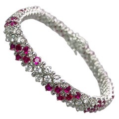 Crivelli 18 Karat White Gold, 4.96 Carat Ruby and 3.08 Carat Diamond Bracelet