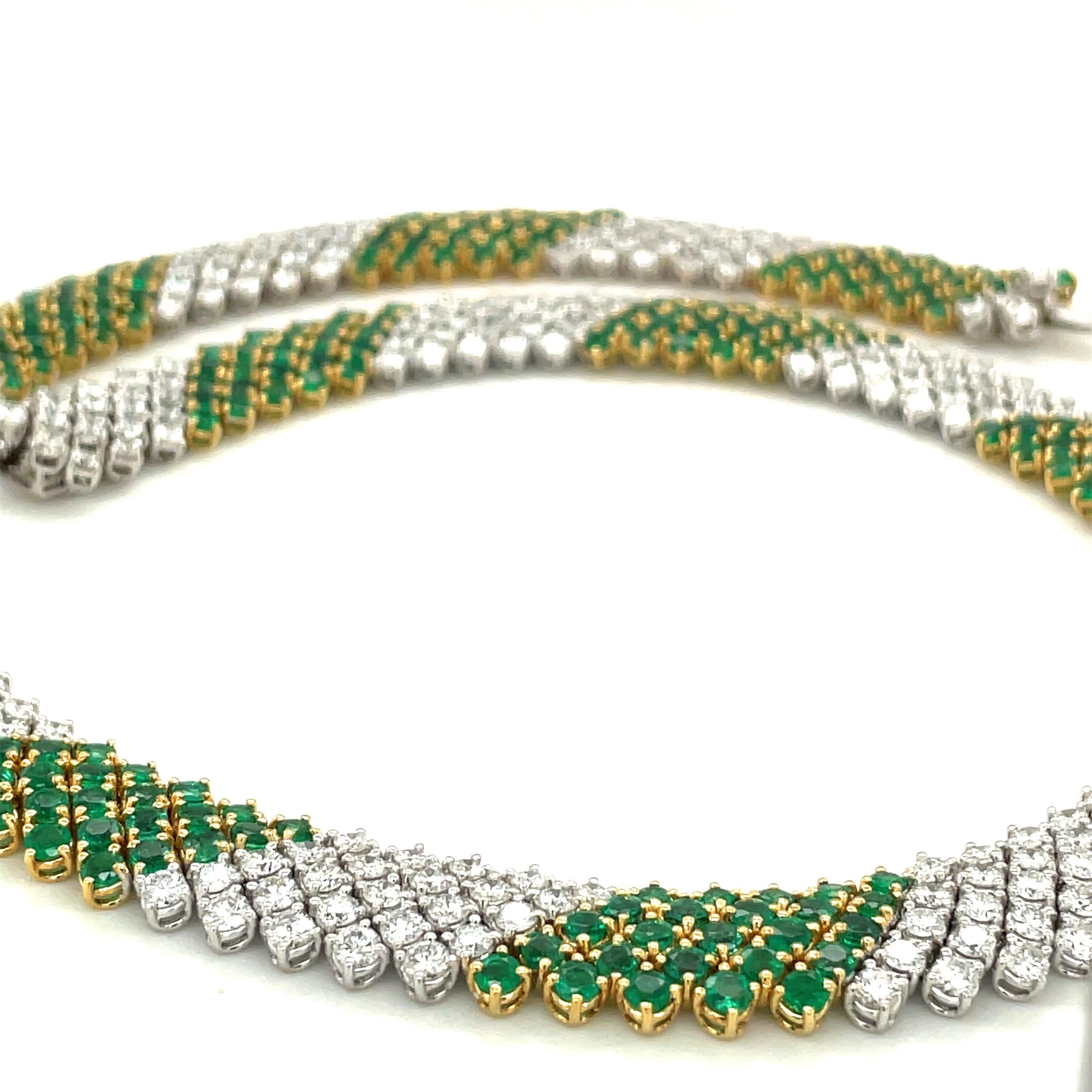 Crivelli 18kt Yellow/ White Gold Diamond 15.20ct & Emerald 17.36ct Necklace In New Condition For Sale In New York, NY