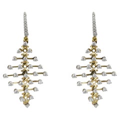 Crivelli Bushings Diamond Drop Chandelier Earrings 18K Yellow Gold 2.09Ctw