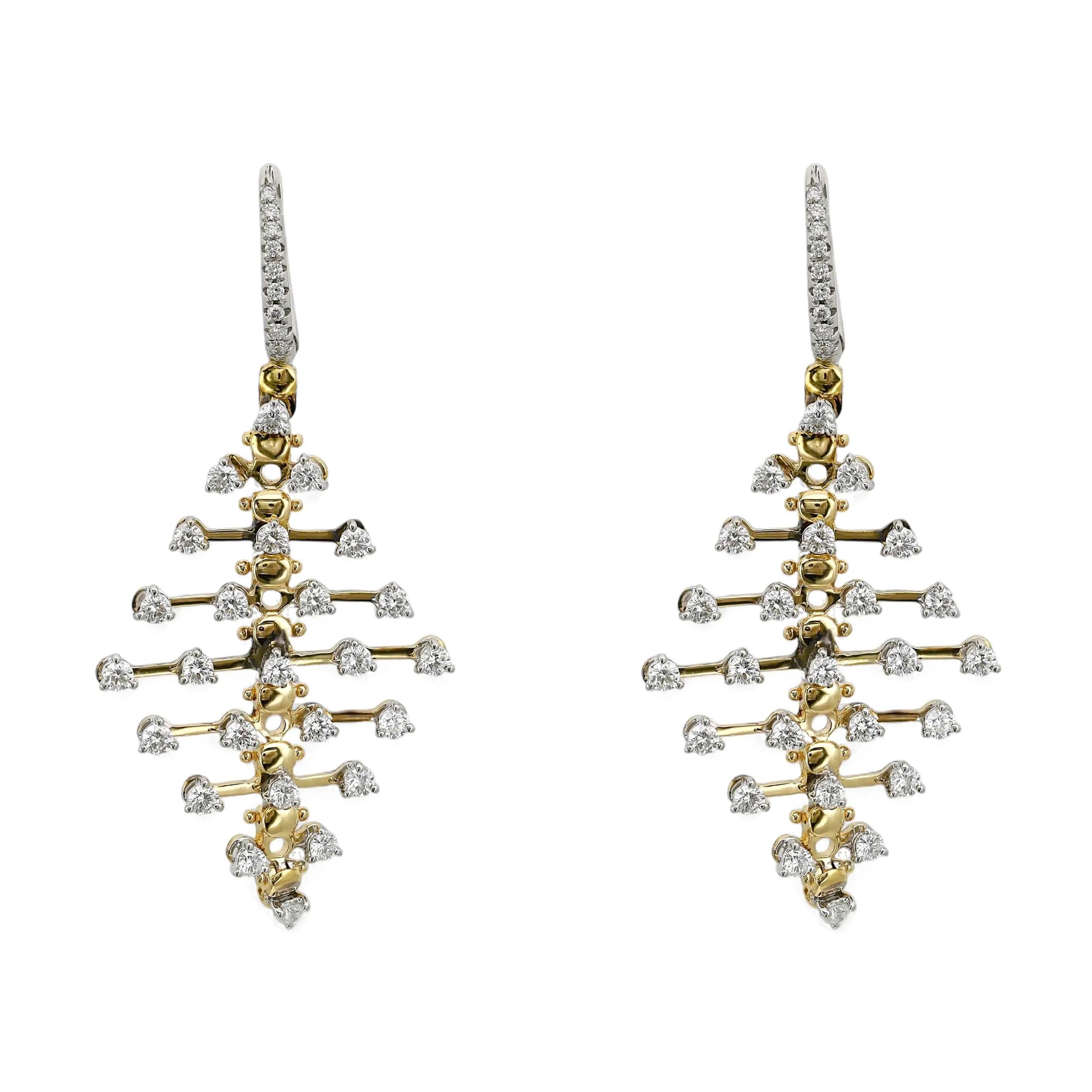 Pendientes Crivelli Bushings Diamond Drop Chandelier Oro Amarillo 18K 2.09Ctw en venta