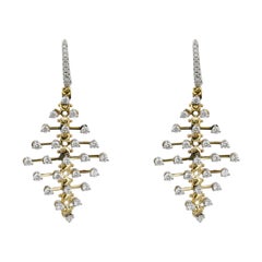 Crivelli Bushings Diamond Drop Chandelier Earrings 18K Yellow Gold 2.09Ctw