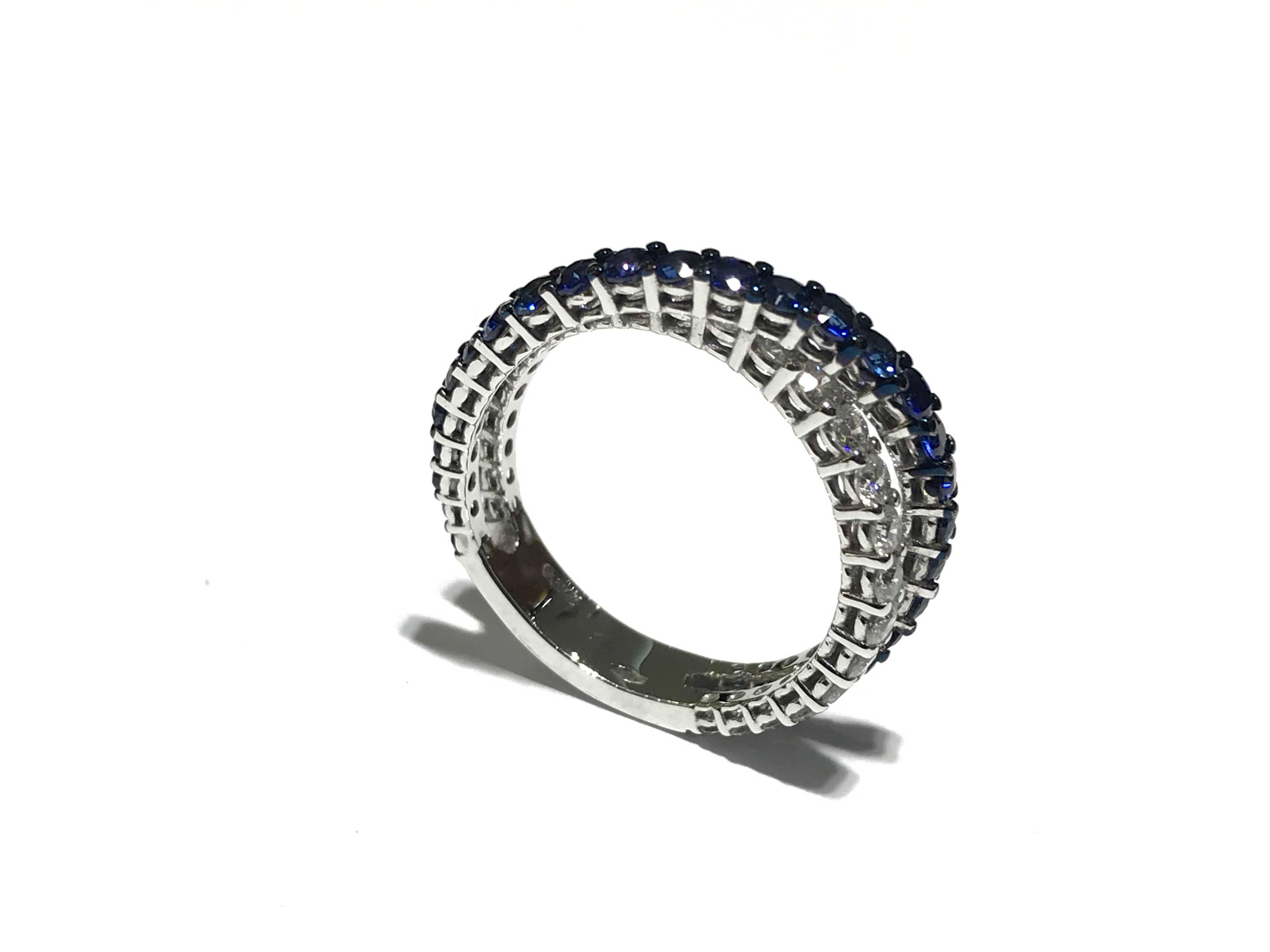 Crivelli Diamond and Sapphire Eternity Band in 18 Karat White Gold In New Condition For Sale In Toronto, Ontario