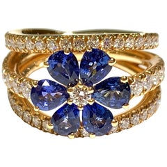 Crivelli Diamond and Sapphire Ring Flower Shape