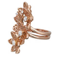 Crivelli Diamond Flower Cocktail Ring 18K Rose Gold 0.77Cttw Size 6