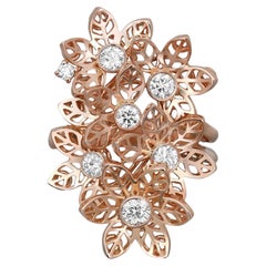 Crivelli Diamond Flower Cocktail Ring 18K Rose Gold 0.77Cttw Size 6