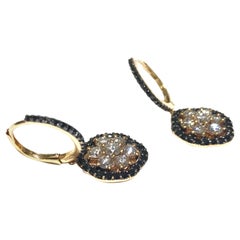 Crivelli Drop Earrings in 18 Karat Pink Gold with White and Black Diamonds