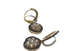 Crivelli Drop Earrings in 18 Karat Pink Gold with White and Black Diamonds