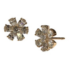 Crivelli Flower Diamond Earrings Set in 18 Karat Pink Gold with White Diamonds