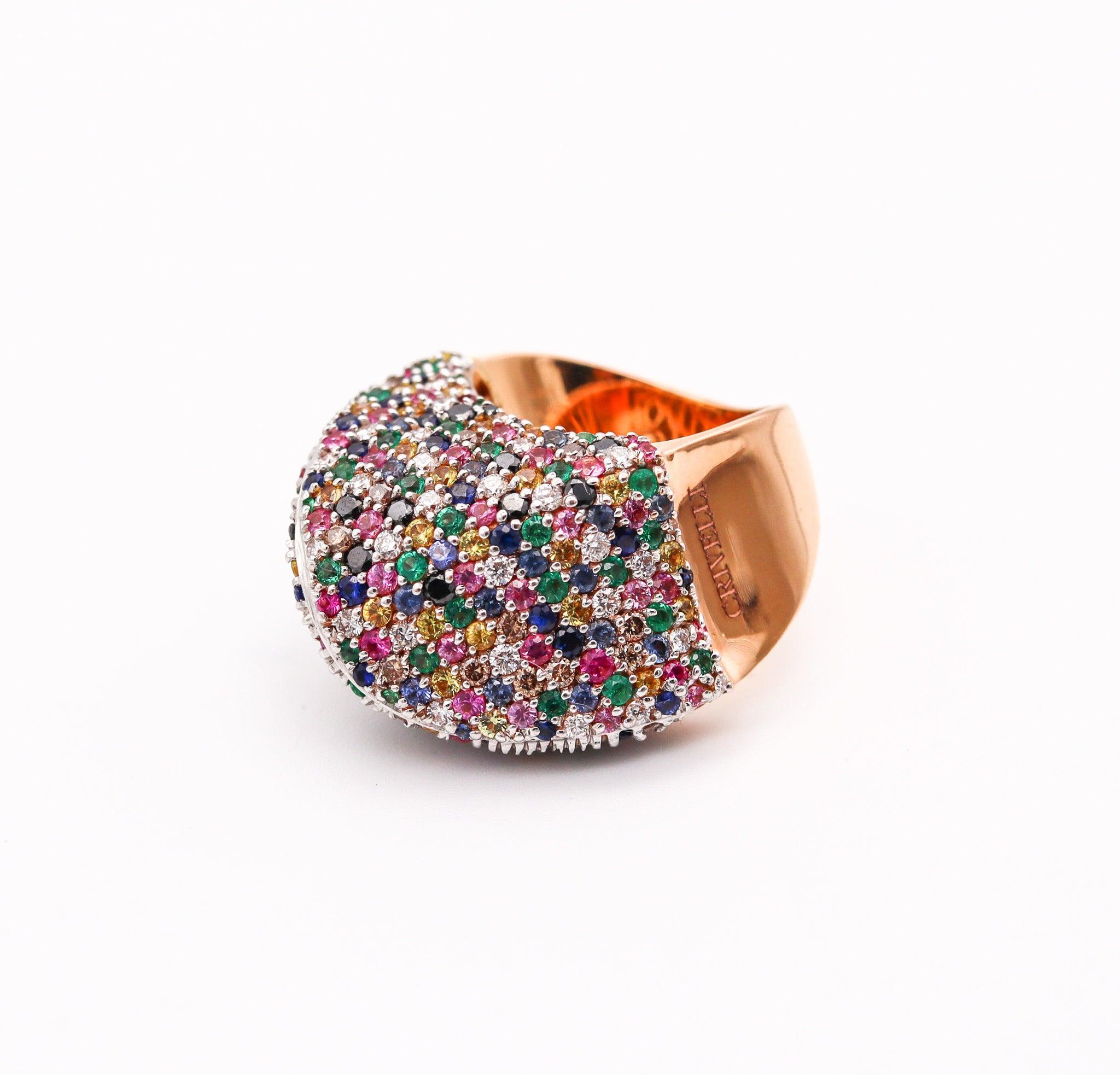 CRIVELLI GIOIELLI Cocktail Ring 18Kt Gold With 6.88 Ctw In Diamonds & Gemstones For Sale 1