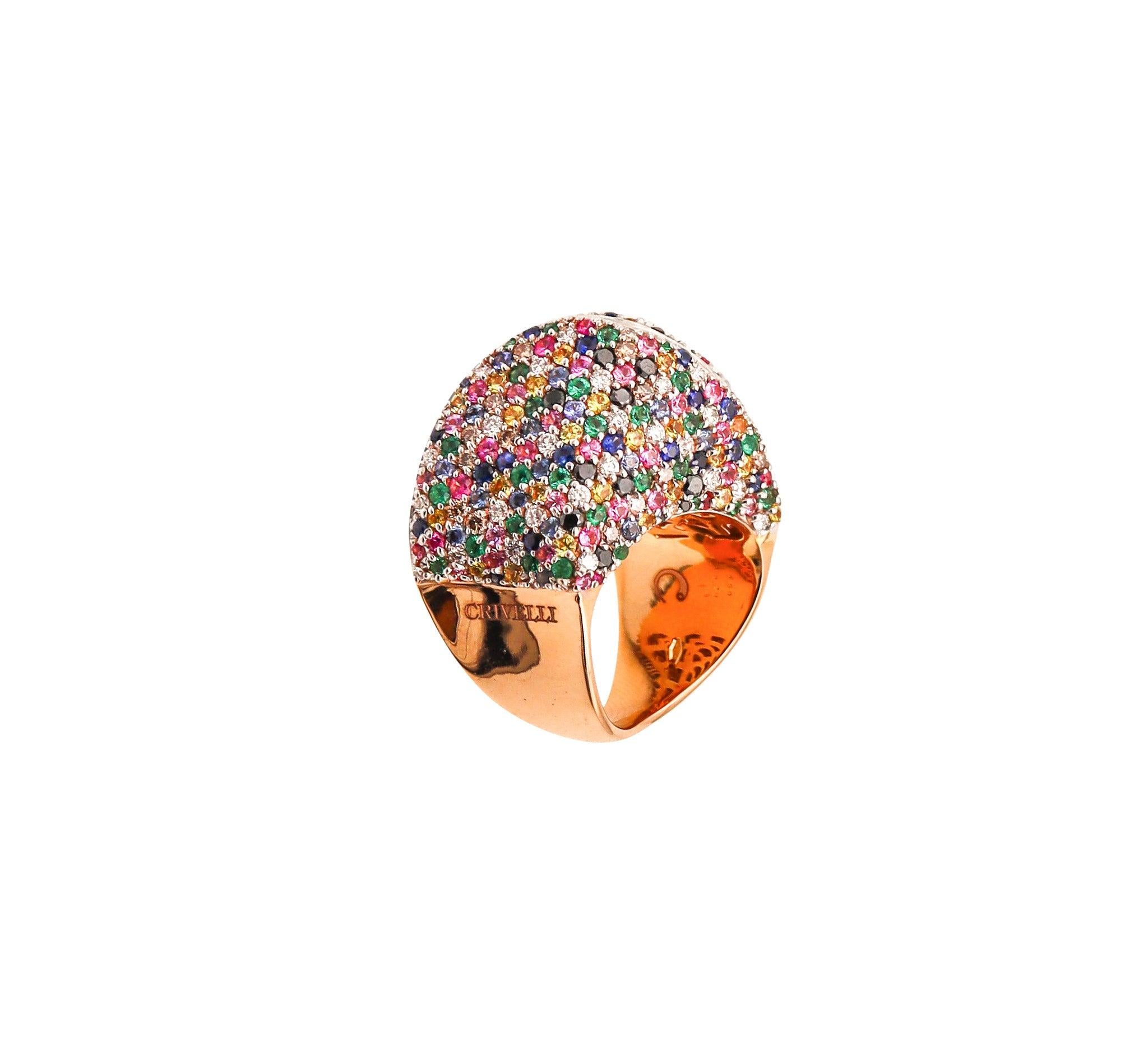 CRIVELLI GIOIELLI Cocktail Ring 18Kt Gold With 6.88 Ctw In Diamonds & Gemstones For Sale 2