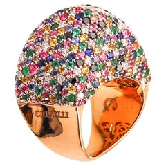 CRIVELLI GIOIELLI Cocktail-Ring aus 18 Karat Gold mit 6,88 Karat Diamanten und Edelsteinen