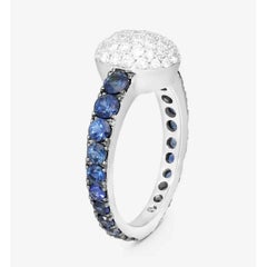Crivelli Girodito Bague ovale Doomed en or blanc 18 carats, diamant et saphir bleu