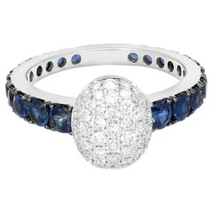 Crivelli Girodito Bague ovale Doomed en or blanc 18 carats, diamant et saphir bleu