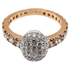Anello ovale Crivelli Girodito con diamanti bianchi e marroni, in oro rosa 18 carati