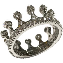 Crivelli Italian Made Crown Ring with Diamonds in 18 Carat White Gold