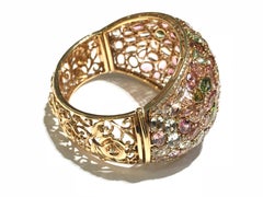 Crivelli Italian Made Multi Stone and Diamond Bangle in 18 Carat P/G