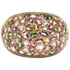 Crivelli Italian Made Multi Stone and Diamond Bangle in 18 Carat P/G