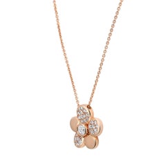 Crivelli Margherita Big Diamond Flower Pendant Necklace 18K Rose Gold 0.48Cttw