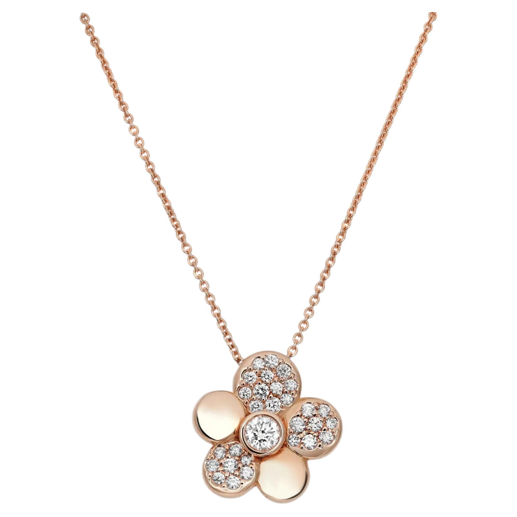 Crivelli Margherita Collier pendentif fleur à gros diamants en or rose 18K 0.48Cttw