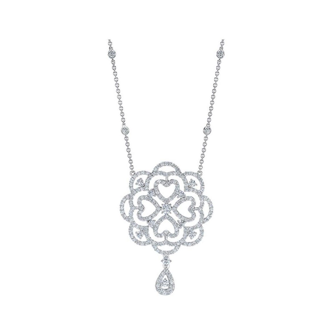 Crivelli Obra Abierta 2,75Ct. Colgante de diamantes con motivo de corazón en oro blanco de 18 quilates
